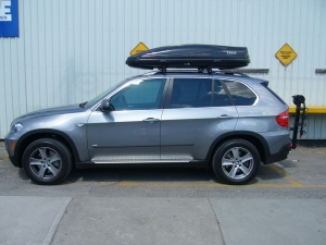 After adding a Thule Atlantis 1800 and a Yakima Swingdaddy this X5 is ready for anything!